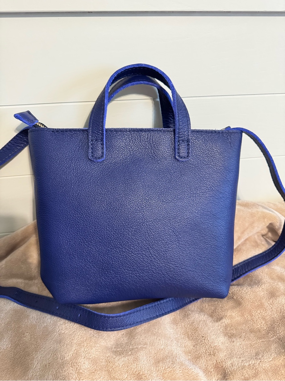 Portland Leather Cobalt Zippered Mini Crossbody - Picture 2 of 4